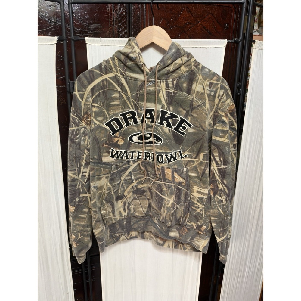 Drake Waterfowl Systems Camo Hoodie Men's S Embroidered Logo Hunting Pullover